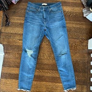 Madewell light wash ripped skinny jeans